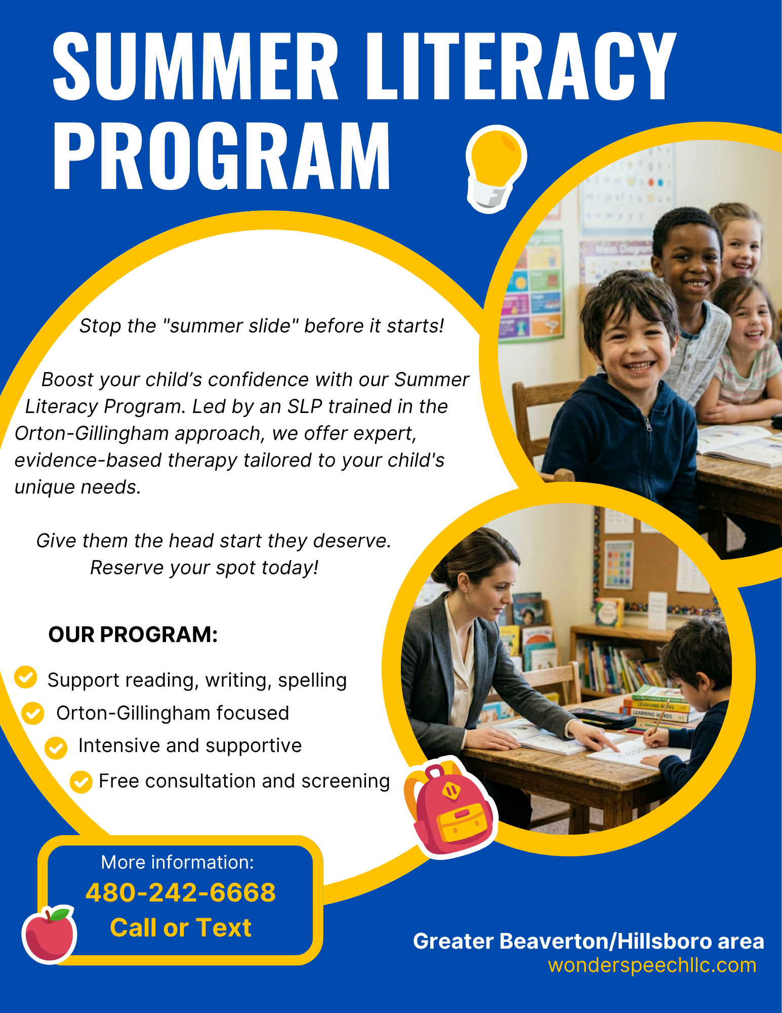 Summer Literacy Program flyer